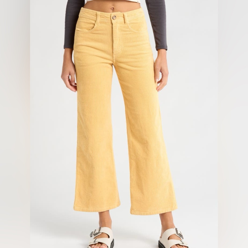 Billabong Women's Mustard Yellow Wide Leg Corduroy Jeans